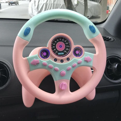 Simulations-Co-Pilot-Lenkrad mit Sockel für Kinderauto Toy Pink - Bild 2 von 7