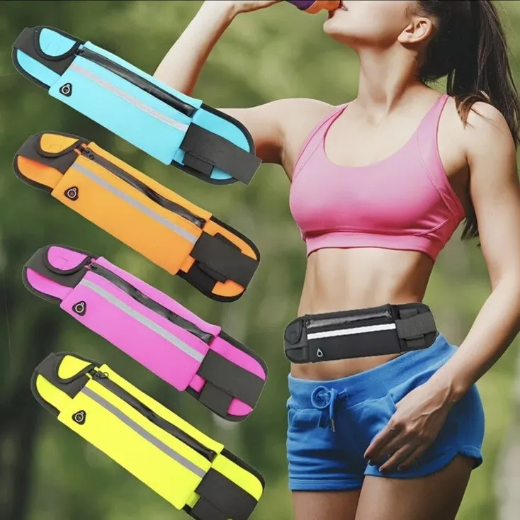 large capacity waist bag sweat proof women/men running with Drink Pocket