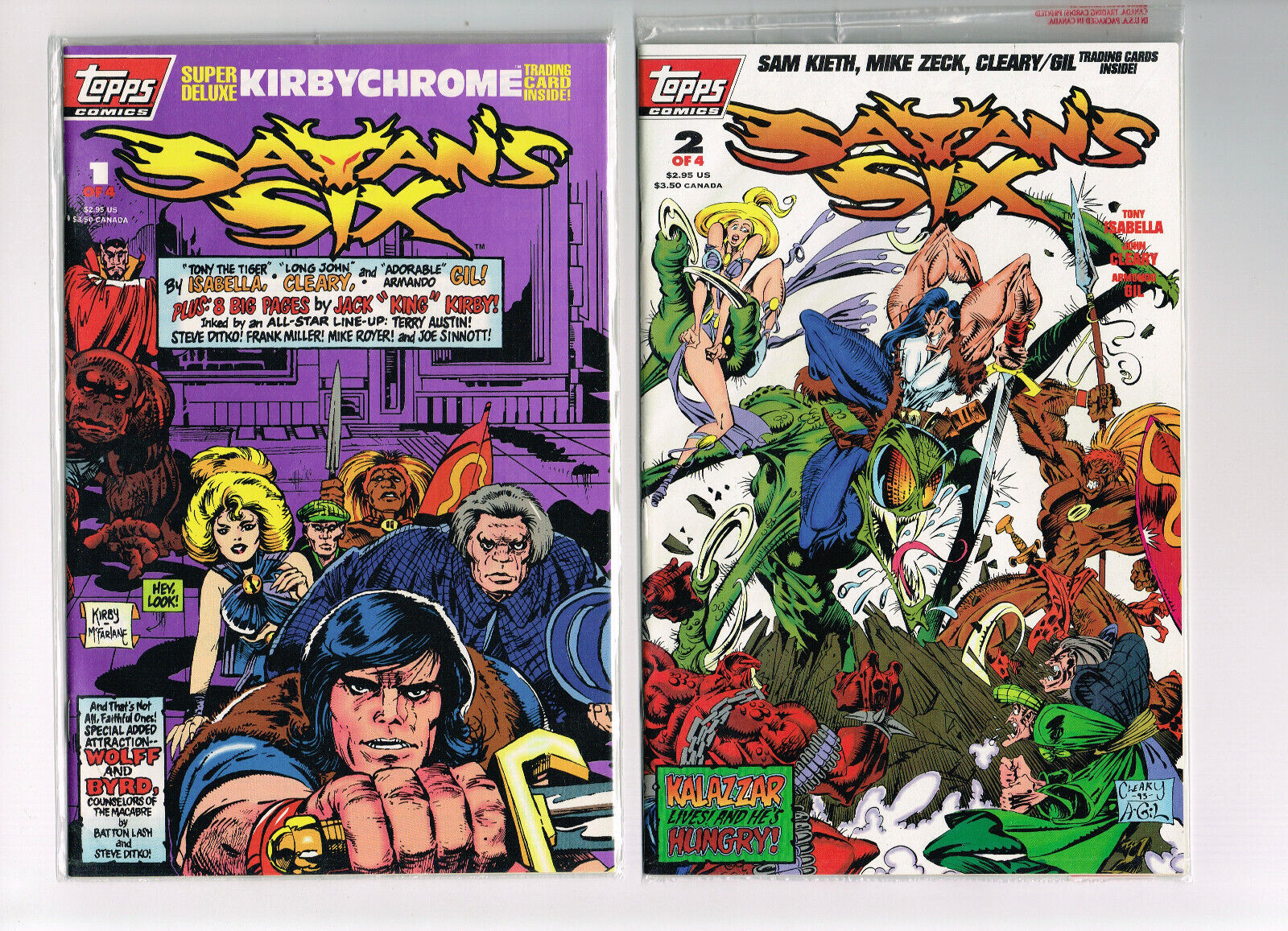 2-4-1 SATAN'S SIX #1 & 2 TOPPS COMICS 1993 SEALED /TRADING CARDS KIRBY MCFARLANE