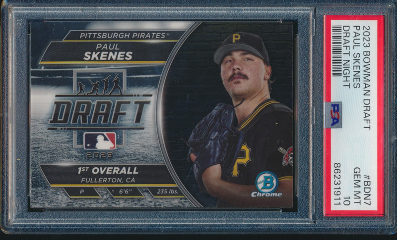 PSA 10 PAUL SKENES 1st 2023 Bowman Chrome Draft Night PIRATES Rookie RC GEM MINT