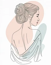 Digital Minimalist Line Art Woman Portrait - Modern Abstract Wall Art Print