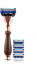 5 Edge Cartridge Shaving Razor Wood Handle Hand Made For Men Women Shaver