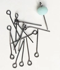 Bulk 550 pcs of Gunmetal Plated steel  Eyepins  20mm  long 21 gauge thick