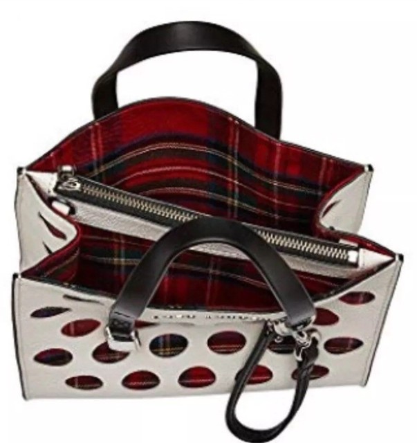 Marc Jacobs The Perforated Tartan Mini Grind Bag Porcelain Padlock