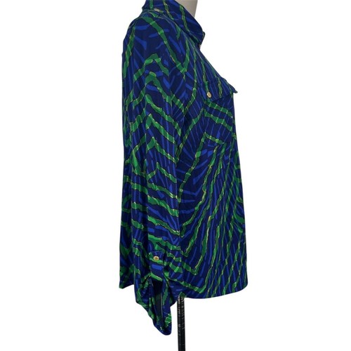 Anne Klein Women's Animal Print Jacket Size M Zip Blue Gold Top NEW - Picture 11 of 14