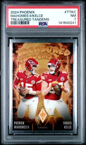 2024 PANINI PHOENIX TREASURED TANDEMS PATRICK MAHOMES II/TRAVIS KELCE PSA 7