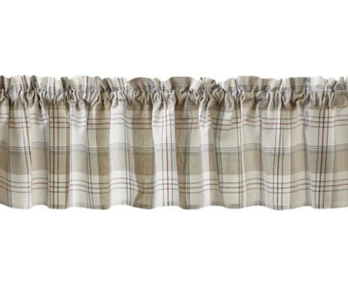 Landen Brown Cream Red Plaid Valance Farmhouse 14"x 72" by Park Designs