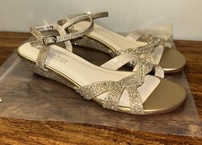Touch Ups by Benjamin Walk LENA Champagne Embellished Strappy Wedge Sandals, 5M