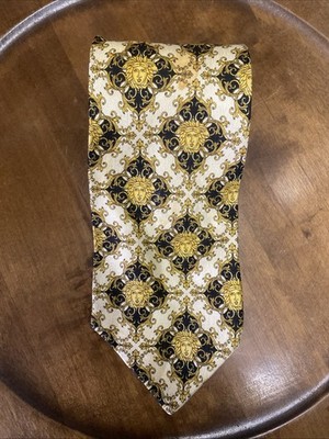 Versace Gianni Vintage Krawatte  Made In France 80s 90s Seide  Italy Medusa