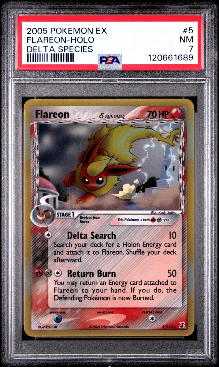PSA 7 Flareon Holo #5 2005 Pokemon Ex Delta Species 120661689 | eBay