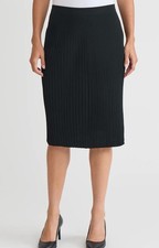 Ming Wang Skirt Womens Extra Small Black Pleated Godet Knee Length Pull On Knit