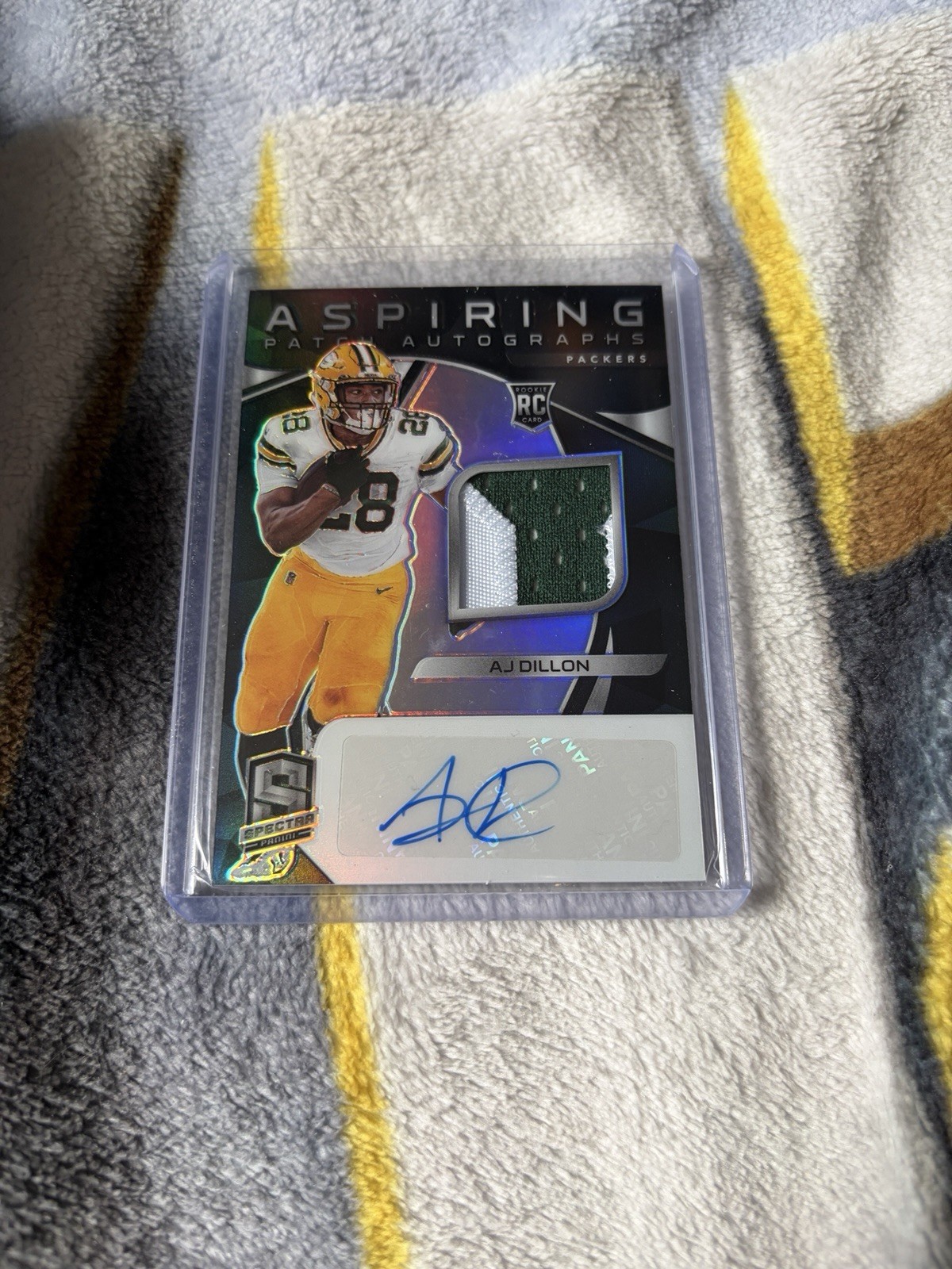 AJ Dillon Panini Spectra Aspiring Patch Autographs #14 Base