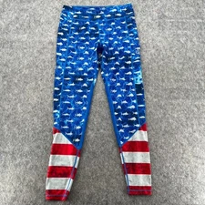 Pelagic Oceanflex Womens Fiji Americano Patriotic Leggings Pants L *Flaws*