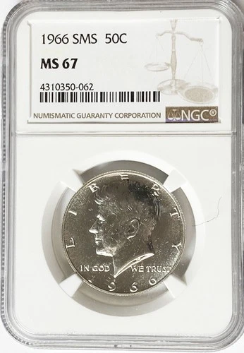 1966 50c SMS Kennedy Silver Half Dollar Fifty Cents MS67 NGC