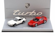 1:43 Minichamps 2-Car Set Porsche 911 Turbo 40 Years Red White Dealer Version)