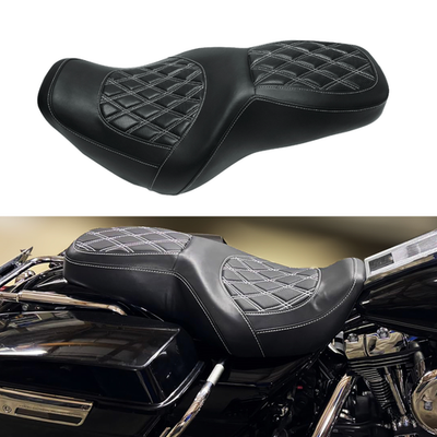 #ad #ad Road King For Harley Seat White Line Rider Passenger Diamond Style 1997 2007 US $179.00