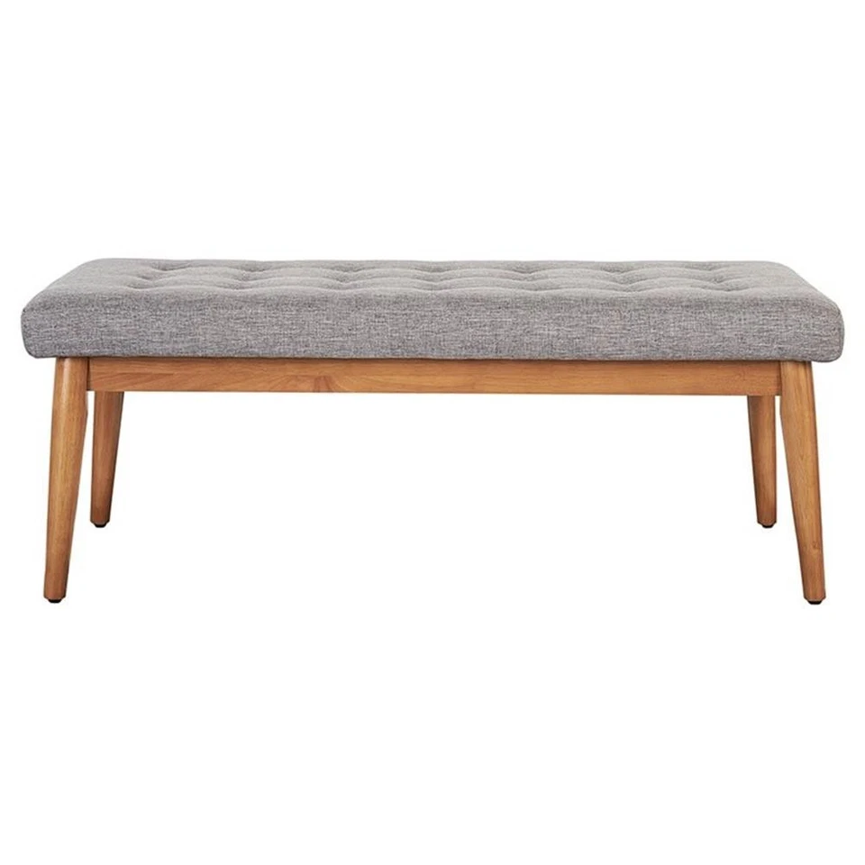 Bowery Hill 16.88" Wood/Fabric Tufted Entryway Bench in Acorn Brown/Gray - Image 3 of 4
