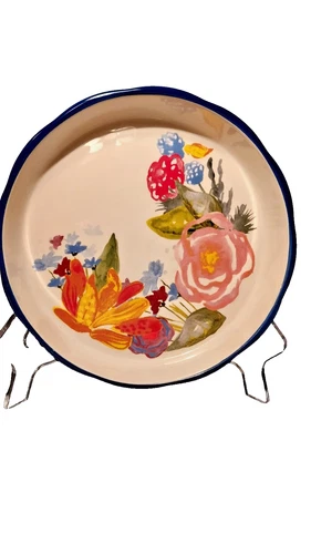 The Pioneer Woman Celia Pie Dish 9" Deep Dish Cobalt Blue Floral Preowned.