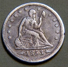 1853 P United States Seated Liberty Silver Quarter VF / EF - Lot 1326