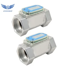 2PCS 2" Digital Turbine Flow Meter, Flow Rate of  15.8-132 GPM, LCD Display