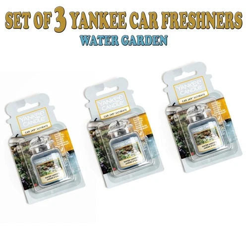 Set of 3 Yankee Candle Ultimate Car Freshener WATER GARDEN Mini Jar Scent