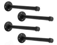 6 Pack Industrial Pipe Shelf Brackets 12 Inches Iron Floating Black Heavy Duty