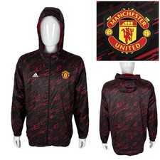 Adidas Manchester United Red Devils Mens Medium Jacket Soccer Windbreaker EUC