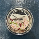 1 troy oz .999 Fine Silver Arkansas 1836 State Bird Flower And Flag Colored Coin
