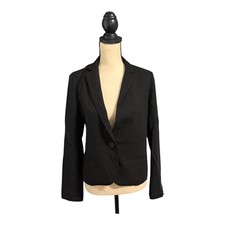 J Crew Wmns Black Drapey Wool Mackenzie Blazer Sz 4 Preppy Quiet Luxury Classic
