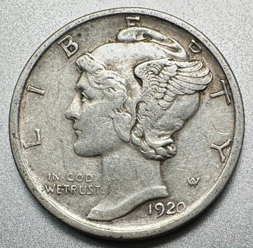 1920-D  MERCURY DIME   XF   BETTER DATE  #1302