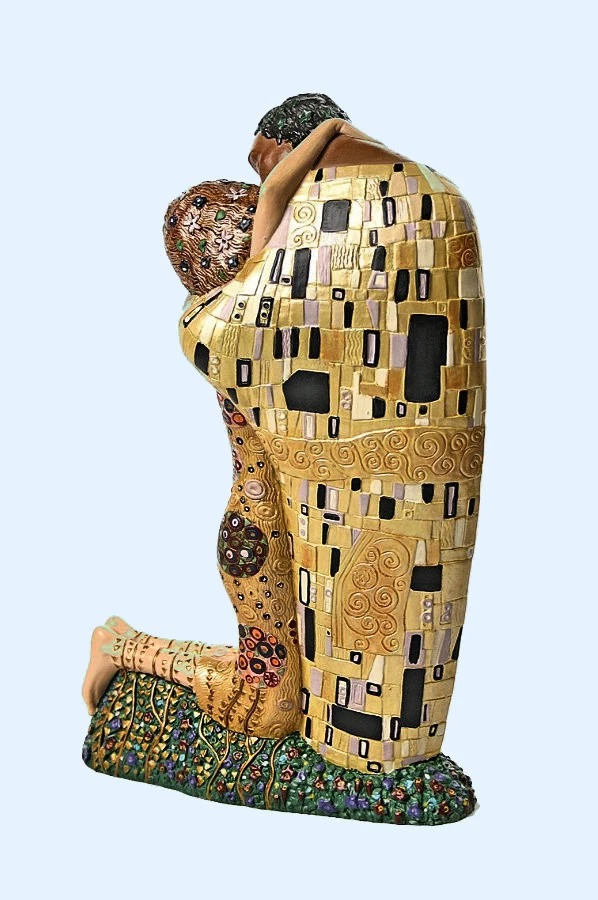 Gustav KLIMT El Beso Abrazando Pareja Grande Escultura de Resina 11-1/2" Foto 2 de 3