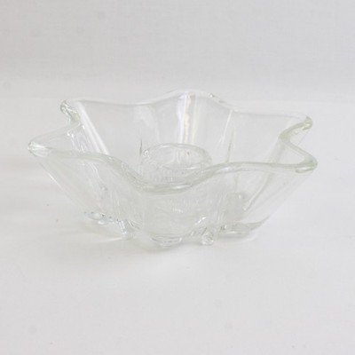Vintage Anchor Hocking Clear Glass Star Taper Candle Holder