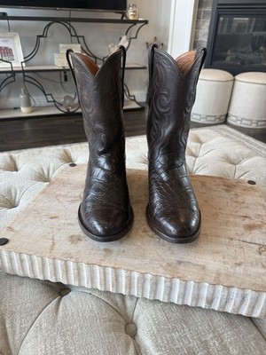 J B Hill Men s Custom Handmade Brown Bias Cut Alligator Cowboy Boots 9 EE