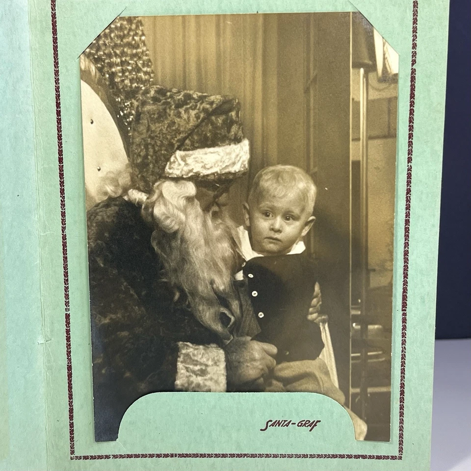 VTG 1949 Santa Claus & Little Boy On Lap Photograph Christmas Santa-Graf 5" x 7" - Image 2 of 4