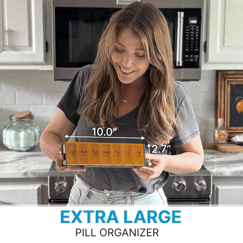 Organizador de píldoras extra grande XXL soporte de vitaminas para suplementos semanales doble - Imagen 3 de 8