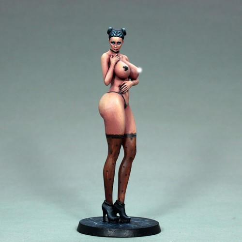painted pinup thong girl miniature nurse female naked nude brunette stockings 75 - Picture 7 of 7