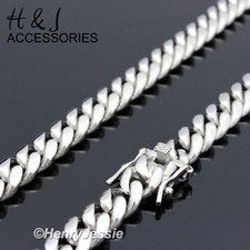 24"MEN 316L Stainless Steel 7mm Silver Miami Cuban Curb Link Chain Necklace N154