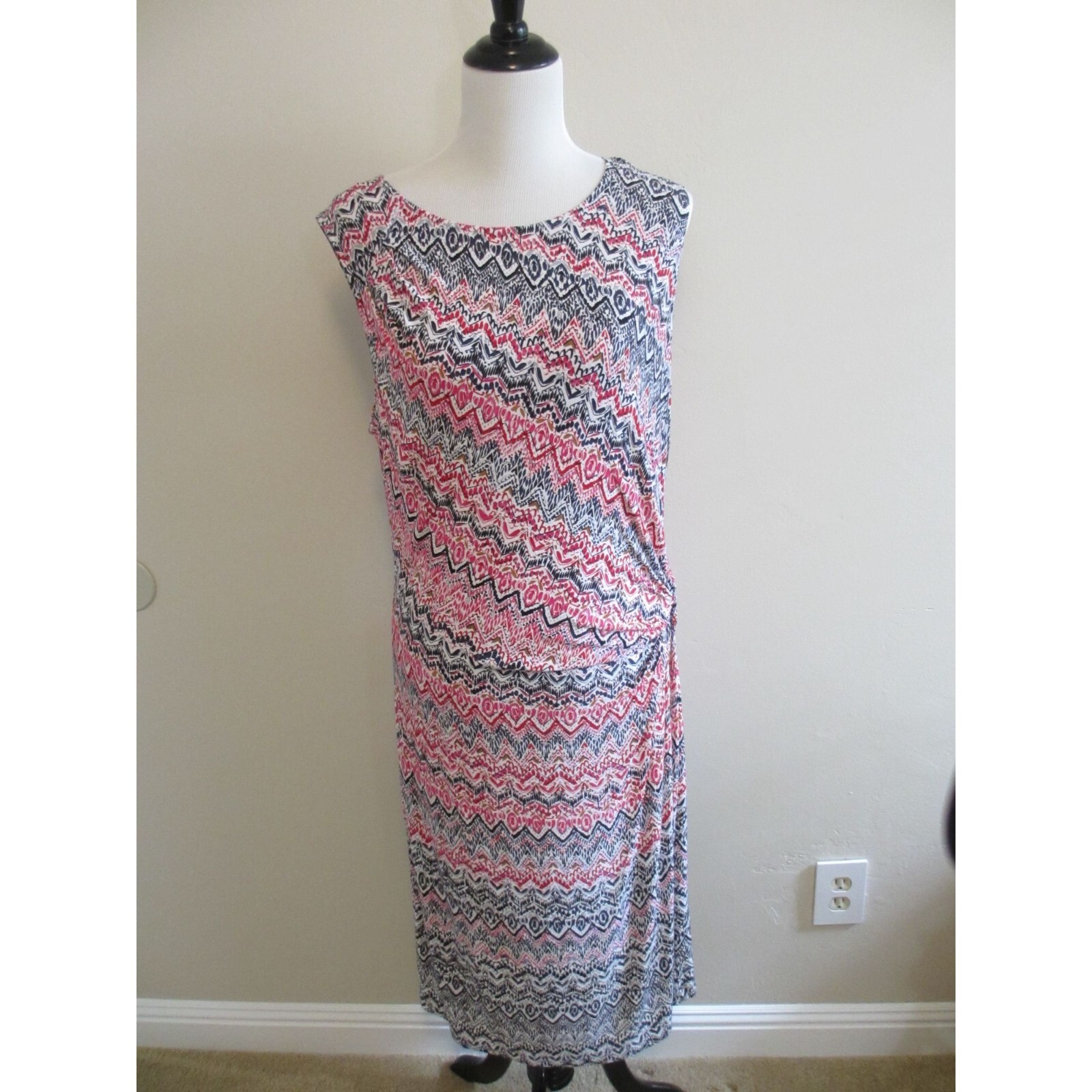 NIK AND ZOE PINK GREY WHITE STRETCHY DRESS XL - image 1