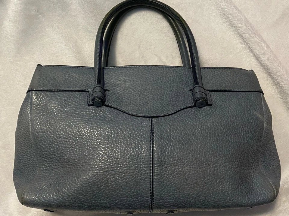 Cartera mediana vintage TOD’S Lite de cuero granulado azul usada Foto 4 de 4