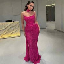Sparkle Sexy Mermaid Evening Dresses Sequined Shiny Backless Sheath Prom Gowns