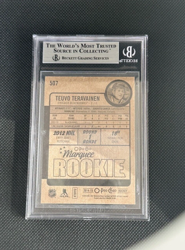 2014-15 O-Pee-Chee Teuvo Teravainen Marquee Rookies RC #507 BGS 8.5 - Image 2 of 2