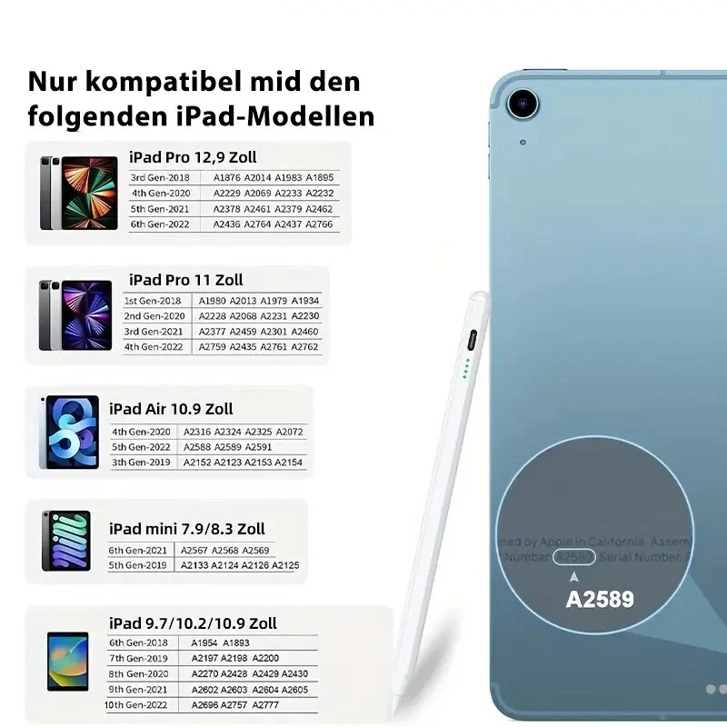 Für Apple Pencil 2. Generation Stylus Stift Pen für Apple iPad Pro/Air 2018-2023 - Bild 2 von 4
