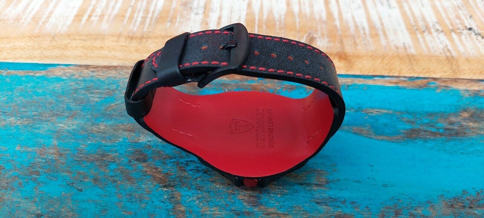 DETOMASO ROTORE - AUTOMATIK XXL Edelstahl Lederarmband Schwarz-Rot - NEU in OVP