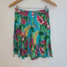 Vintage 80s Women's Gap Skirt 4 Tropical Flowers Blue Red Yellow Green Floral