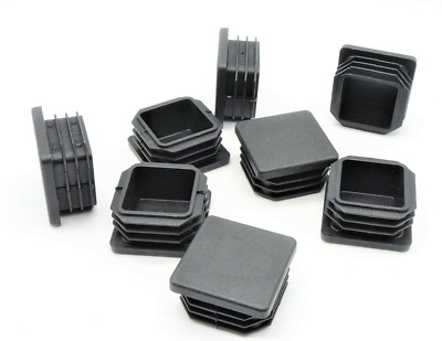 1 3/4'' Square Tubing End Plugs Fits 1.75'' OD Black LDPE Ribbed Caps 8 Pack