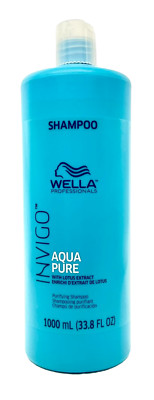 Wella Invigo Aqua Pure Purifying Hair Shampoo 33.8 oz / 1 Liter NEW JUMBO SIZE