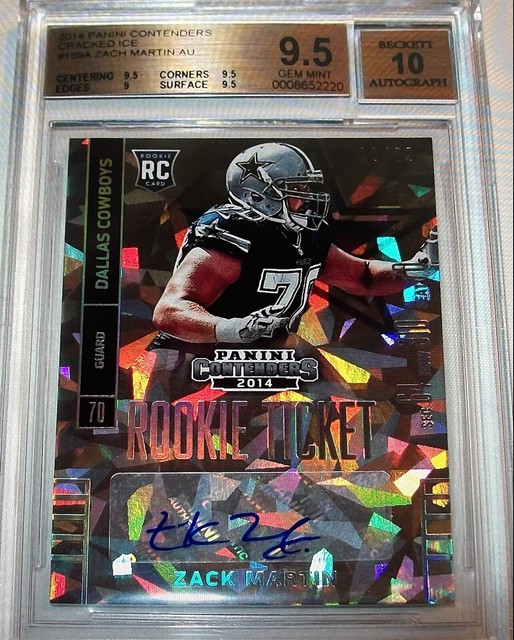 2014 Panini Contenders Cracked Ice Zack Martin AUTO #22/22 RC Ticket BGS 9.5 10