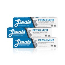 3x Grants Australia Natural Toothpaste Fresh Mint With Tea Tree Oil 110g Vegan