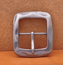 Vintage Silver Square Center Bar Pin Buckle for Leathercraft Belt Fit 40mm Strap