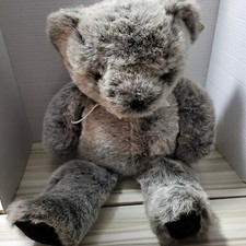 Vintage Caress Soft Pets Teddy Bear Russ 4719 23" Gray With Original Price Tag